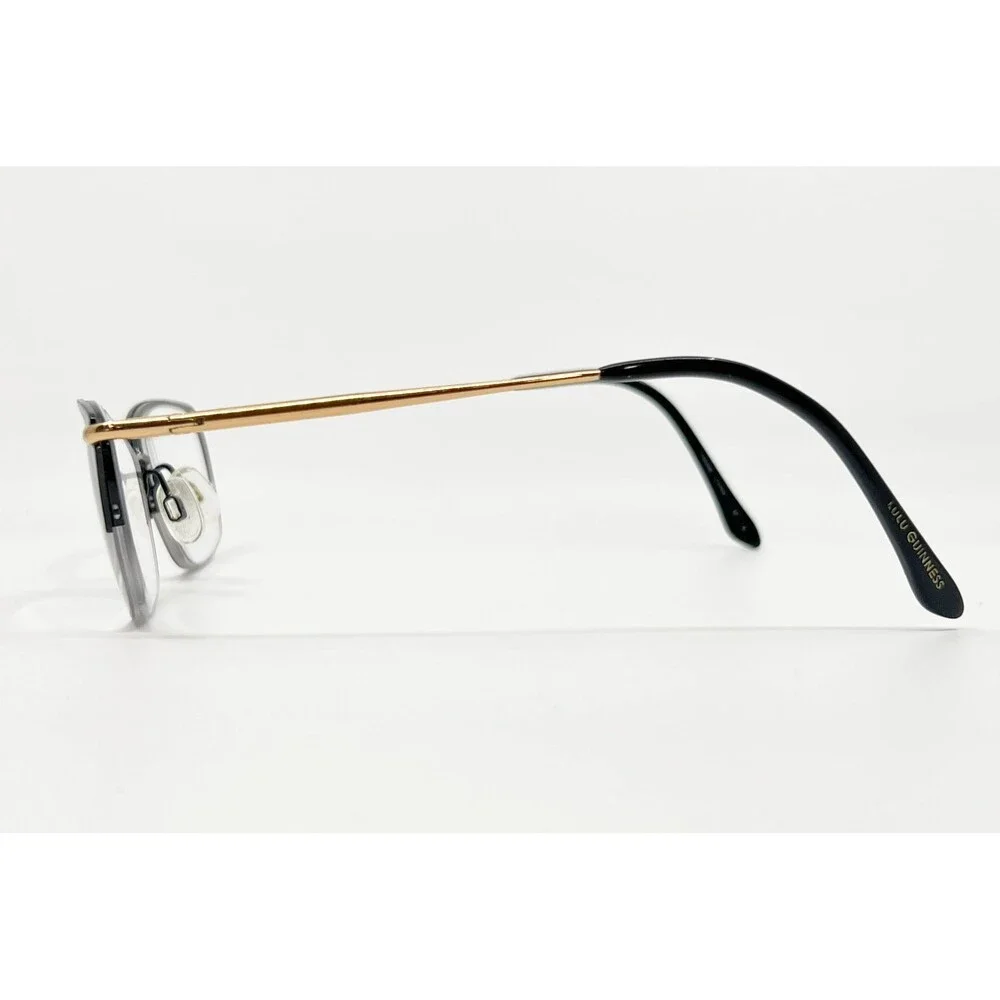 Lulu Guinness Eyeglasses Womens Black Gold Semi Rimless Cat Eye L687 52-17-135
